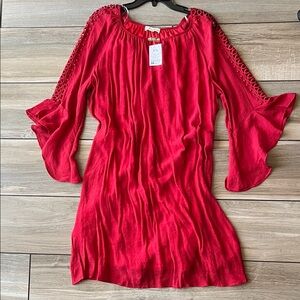 Elegant Red Long Sleeve Dress